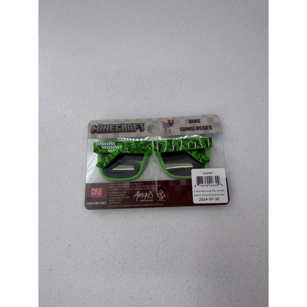Minecraft Kids Sunglasses Creeper Green Pixel UV Protection Sun-Staches Arkaid